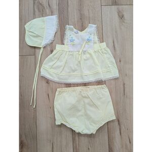 Vintage Cotton Yellow 3 Piece Baby Set